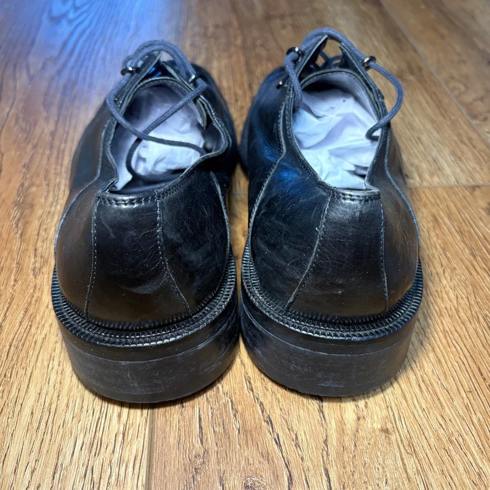Caporicci Black Leather Square Toe Derby Dress Shoes Made in Italy Mens 8.5